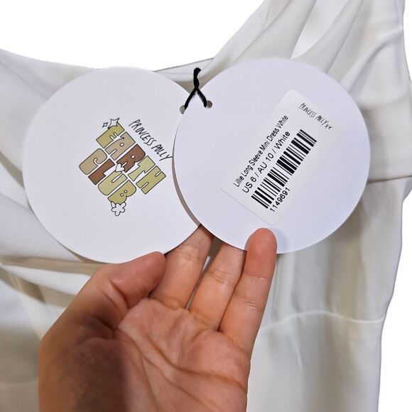 Princess Polly LILLIE Long Sleeve Mini Dress White Corset Size 6 - Picture 7 of 7